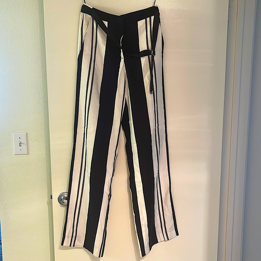 Topshop stripped wide leg trousers